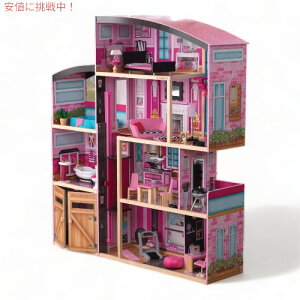 �L�b�h�N���t�g KidKraft �ؐ��h�[���n�E�X �V�}�}���V���� 12�C���`�l�`�p Wooden Dollhouse Shimmer Mansion for 12 Dolls