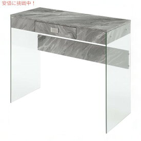 Convenience Concepts ソーホー 引き出し付き ガラス 36インチ デスク [グレー人工マーブル/ガラス] SoHo 1 Drawer Glass 36 inch Desk Gray Faux Marble/Glass