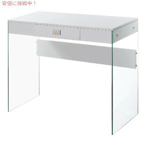 yő2,000~N[|121101:59܂ŁzConvenience Concepts \[z[ ot KX 36C` fXN [zCg] SoHo 1 Drawer Glass 36 inch Desk White