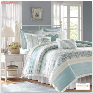 yő2,000~N[|121101:59܂ŁzMadison Park MP12-2796 Dawn 9 Piece Dawn 100% Cotton Duvet Set, Queen , Aqua