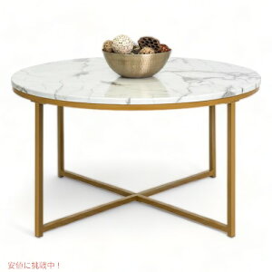�y�ő�2000�~OFF 4/10��1:59�܂ŁzBest Choice Products 36�C���` �R�[�q�[�e�[�u�� �l�H�嗝�� ���E���h�g�b�v �z���C�g×�u�����Y�S�[���h �A�����J�A���Ƌ� SKY4585 36in Coffee Table