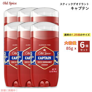 Old Spice �I�[���h�X�p�C�X Red Collection Deodorant ���b�h�R���N�V���� �f�I�h�����g Captain �L���v�e�� 3oz/85g [6�{�Z�b�g]