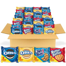OREO オリジナル、OREO ゴールデン、CHIPS AHOY! and Nutter バター クッキー スナック バラエティ パック、56スナック パック (1パックあたり2クッキー)