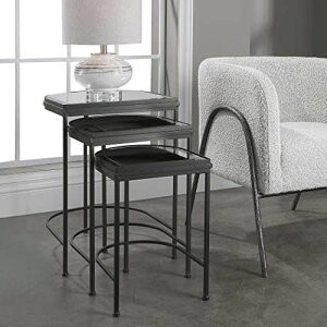 �y�X�[�p�[SALE �ő�2000�~OFF�N�[�|�� 6/11 1:59�܂ŁzUttermost U24965 India Nesting Tables�A�u���b�N�AS / 3�A17.75 x 19 x 24