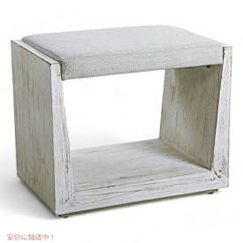 Uttermost カバナ素朴な白塗りの木製の小さなベンチ