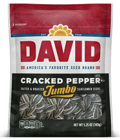DAVID ひまわりの種 ジャンボサイズ クラックドペッパー味 149g David Seeds Jumbo Sunflower Cracked Pepper Flavor 5.25oz