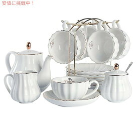 ブリティッシュロイヤルシリーズ 8オンスカップ＆ソーサーサービス 6人用 (ピュアホワイト) Porcelain Tea Sets British Royal Series