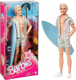【フィギュアなど】BARBIE / Barbie The Movie Ken Doll Wearing Pastel Striped Beach Matching Set with Surfboard (PAPD)【F2023/6/30発売】バービー人形 ケン ストライプセットアップ