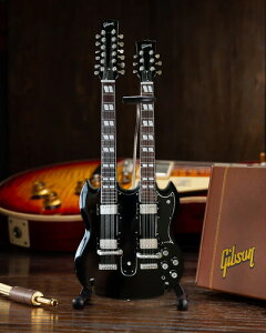 yVizAxe Heaven Slash Gibson 1966 EDS-1275 Doubleneck Aged Black Mini Electric Guitar GG-226yF2025/6/1z