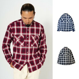 【 おすすめ オンブレシャツ 】 BIG MIKE / ビッグマイク OMBRE CHECK L/S SHIRTS ［ 102335700 ］ オンブレチェックシャツ チェックシャツ ワークシャツ 長袖 希少 経年変化 メンズ レディース ストリート アメカジ ワーク スケーター バイカー ワークウェア 作業着