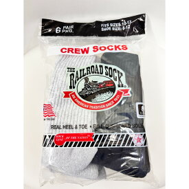 【 人気商品 6足 】 RAILROAD SOCK / レイルロードソック ソックス MADE IN USA ［ RS6091 ］ 靴下 アメリカ製 定番 US企画 インポート 並行輸入 3足ブラック 3足グレー セット 6P ストリート アメカジ ワーク スケーター バイカー