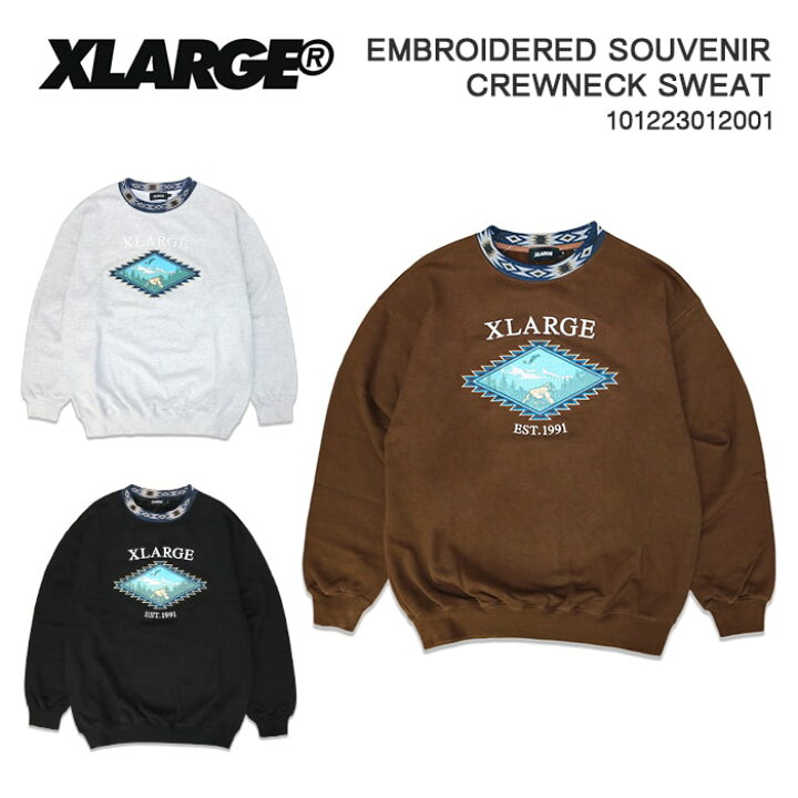 楽天市場】XLARGE エクストララージ EMBROIDERED SOUVENIR CREWNECK 