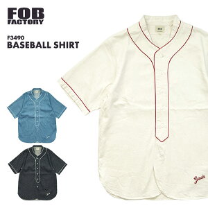 FOB FACTORY �G�t�I�[�r�[�t�@�N�g���[ BASEBALL SHIRT �x�[�X�{�[���V���c F3490 ���{�� ���K�i 8oz �f�j�� ���B���e�[�W �싅 �����Y �j �V���c �g�b�v�X �J�W���A�� �� �R�b�g�� �� ���l�� �o�N�ω� 