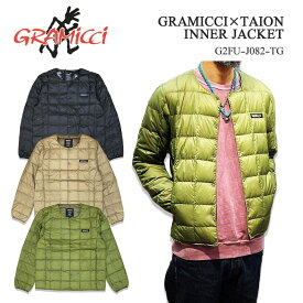 GRAMICCI グラミチ 【GRAMICCI×TAION】INNER JACKET TAION タイオン コラボ インナージャケット ダウンジャケット 羽毛 フェザー リップトップ レイヤード 軽量 春 秋 冬 ブラック オリーブ ベージュ ラウンドネック G2FU-J082-TG 3color 送料無料 39ショップ ユニセックス