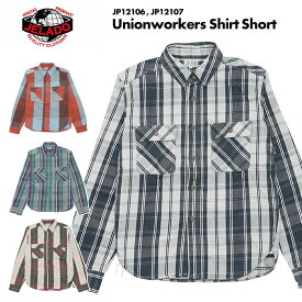 ジェラード JELADO ユニオンワーカーズ シャツ ショート Unionworkers Shirt Short JP12106 JP12107 日本製 made in japan メンズ 男 ネルシャツ 長袖シャツ 旧力織機 ユーズド加工 ブロックチェック ライチ、アプリコット、ズッキーニ、プルーン 丈夫 タフ 堅牢性