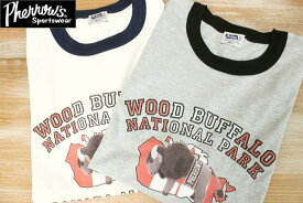 SALE Pherrow's フェローズ WOOD BUFFALO リンガーTEE プリントTシャツ 19S-PRT1 2colors