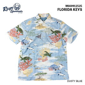 レインスプーナー Reyn spooner FLORIDA KEYSフロリダキーズ m660912525 アロハシャツ メンズ 総柄 グリーン ブラウン 亀 カメ 海 サメ ハワイアン フルオープン 半袖 前開き マリン柄 リゾート プリント ボタンダウン トップス ブランド ウェア カジュアル ストリート