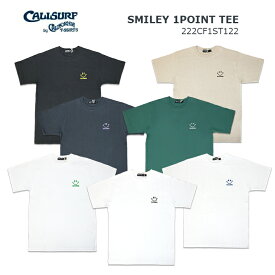 CALISURF by CALIFORNIA SMILEY 1POINT TEE スマイリー ワンポイント スマイリーフェイス 刺繍 半袖 Tシャツ ユニセックス かわいい ブラック ベージュ ホワイト サーフ サーフィン カリフォルニア リゾート 西海岸 シンプル おしゃれ ショートスリーブ オールシーズン