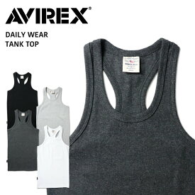 AVIREX デイリー リブ タンクトップ アビレックス メンズ DAILY S/S RIB TANK TOP インナー ブランド 厚手 カットソー シンプル 細身 ベーシック ホワイト ブラック グレー チャコール 6143503