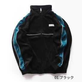 VISION STREET WEAR ベロア トラック ジャケット 長袖 袖リブ ストリート スケーター ビジョン ヴィジョン ブラック ホワイト ブルー ブラウン 3705013101 23S