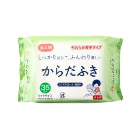 体拭きシート 介護 アメジスト 大人用からだふき大判 35枚入 ｜ からだふき おしりふき 厚手 大人用 お肌に優しい からだ拭き 日本製 無香料 ノンアルコール 介護 看護 おむつ替え 施設 病院 業務用 防災 災害 備蓄 非常用 大衛