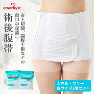 腹帯 マジックテープ式 フリーサイズ・大きめサイズ各1個セット アメジスト ｜手術 後 帝王切開 腹帯 術…
