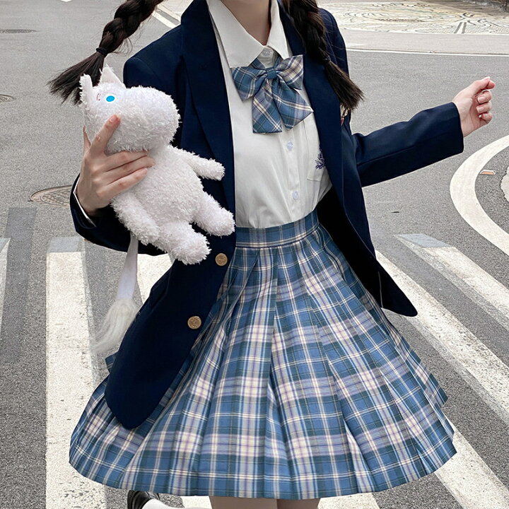 楽天市場 10 Offクーポン 上質 Jk制服 4点セット 春秋新品 女子高校生 コスプレ 長袖シャツ 女子高生 Jk コスチューム 人気 制服 可愛い 衣装 コスプレ衣装 学生 高校生 制服コーデ セットアップ 上下 スカート チェック プリーツ スカート リボン Jk 制服 青