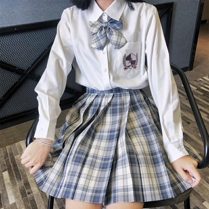 楽天市場 5 Offクーポン 人気 コスプレ衣装 Jk制服 3点セット 秋新品 制服コーデ 女子高校生 コスプレ 長袖 女子高生 Jk 刺繍 コスチューム 可愛い セットアップ 上下 スカート チェック プリーツ プリーツスカート リボン Jk 制服 送料無料 大きいサイズ 小さい