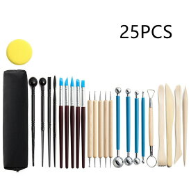 陶芸用道具 陶芸モデリングツール粘土彫刻ツール 25点セット 粘土細工 道具 陶芸工具セット 彫像 彫塑 彫刻 模型 造形 製作DIY手作り 彫刻用 趣味 工具 お手軽 線描べら 粘土ツール 初心者学生 陶芸家 上級者 収納ケース付き ホビー ツール セット