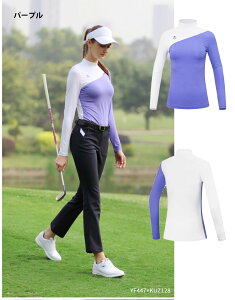 ゴルフウェア PGM レディース モックネック ゴルフ 上品 長袖 ポロシャツ トップス 着回し 襟付きトップス 着心地抜群 伸縮性 吸水速乾 ゴルフウェア 女性 モノトーン おしゃれ 大人 かわいい