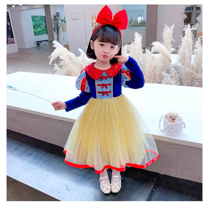 楽天市場 子供ドレス ワンピース 秋 冬 Halloween Costume Kids ドレス 子ども ワンピース 長袖 キッズ 女王ドレス ガールズ スノーホワイト プリンセス風 ステージ衣装 ディズニーランド ディズニーシー お姫様 プリンセス ドレス コスプレ 学園祭 ハロウィン