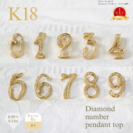 【クーポン発行中】ナンバー ペンダントトップ K18YG ダイヤモンド 数字 ネックレス ナンバー ペンダント ゴールド K18 18金 ダイヤ 可愛い 人気 レディース プレゼント 4月 誕生石 ダイヤネックレス ラッキー 推し ギフト縁起物