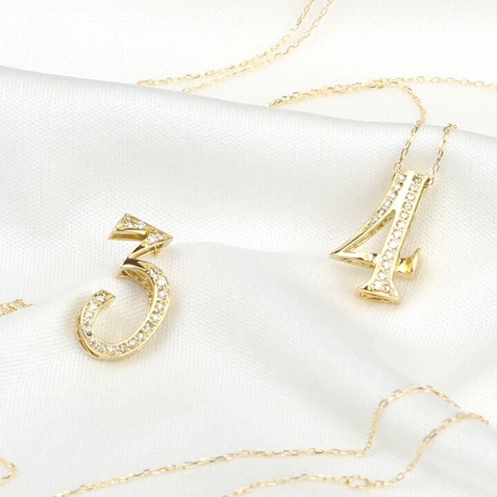 楽天市場】K18YG 数字 ダイヤモンド ネックレス トップ 0.09～0.15ct 