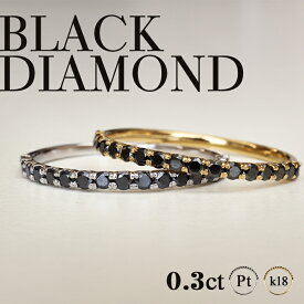 【クーポン発行中】ブラックダイヤ エタニティリング 0.3ct リング 指輪 ハーフエタ プラチナ ゴールド ブラックダイヤモンド レディース メンズ 男女兼用 ユニセックス ハーフエタニティ ダイヤリング 重ね付け 細身 黒 K18 プレゼント