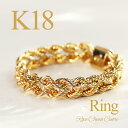 ★楽天ランキング1位★ K18 ロープチェーン クオーレ リング ダブル リング 指輪 18金 ゴールド 可愛い レディース イ…