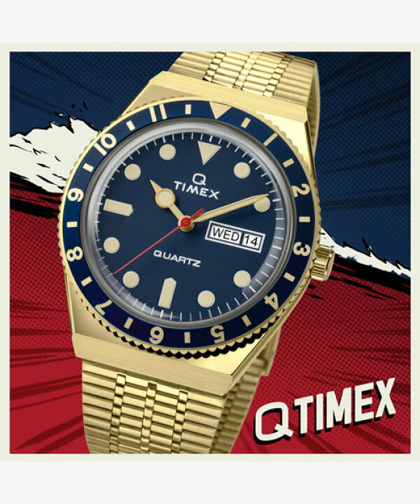 楽天市場】【タイメックス 国内正規品】Q TIMEX ゴールド x ブルー 