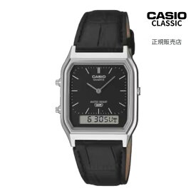 【CASIO CLASSIC(カシオ クラシック） 国内正規品】 CASIO カシオ AQ-230EL-1AJF デジアナ コンビネーション ブラック×シルバー 革バンド クラシックデザイン メンズ レディース 腕時計