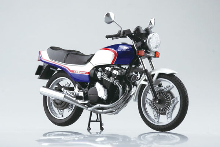 楽天市場】1/12 完成品バイク Honda CBX400F パール/キャンディブルー 