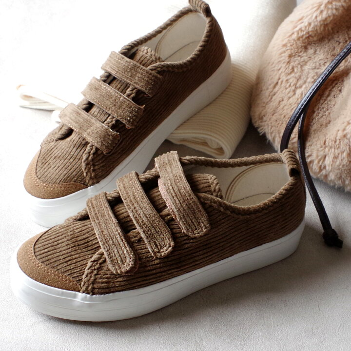楽天市場 年秋冬新作 スニーカー マジックテープ 歩きやすい 厚底 ベルクロ スニーカー コーデュロイ 履きやすい レディース ブラック グレー ブラウン 22 5 24 5 秋冬 プラットフォーム ローカット 脱げない カジュアル Holopono ホロポノ アミアミ Amiami