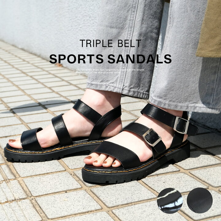 楽天市場 サンダル 歩きやすい 履きやすい トリプルベルト スポーツサンダル 3センチヒール ブラック レディース ストラップ スポサン ブラック 25 0 カジュアル スナップボタン トラベル旅行 黒 大きいサイズ アミアミ Amiami