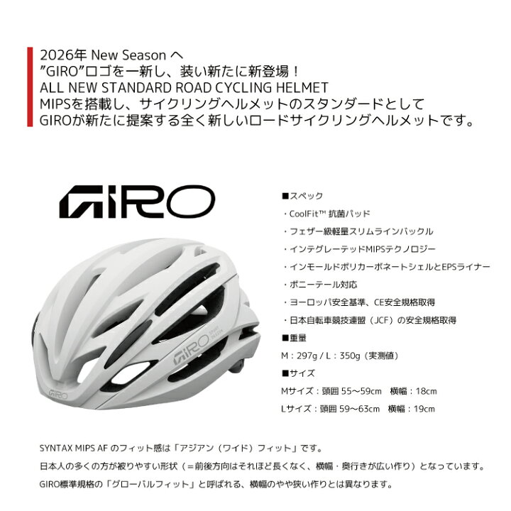 楽天市場】GIRO ジロ SYNTAX MIPS AF ヘルメット アジアンフィット 