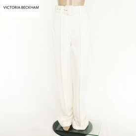 85%OFF 訳あり 新品 ヴィクトリアベッカム VICTORIA BECKHAM パンツ XS EPT819 Sサイズ ホワイト レディー センタープリーツパンツ ベルト付き アウトレット