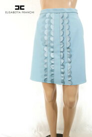 90%OFF 新品 エリザベッタフランキ ELISABETTA FRANCHI スカート 40 ESK330 Mサイズ ブルー レディース 台形スカート イタリア製 アウトレット