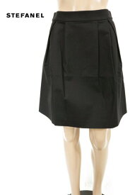 90%OFF 新品 ステファネル STEFANEL スカート 40 ESK390 Mサイズ ブラック レディース フレアスカート 膝上丈 コットン タックプリーツ アウトレット
