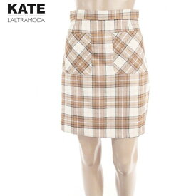 80%OFF 新品 ケイトラルトラモーダ KATE LALTRAMODA スカート 38 ESK545 Sサイズ ブラウン レディース チェック柄スカート ラメ 台形 イタリア製