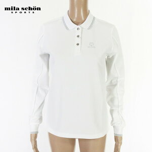 サンプル品 新品 ミラショーンスポーツ mila schon SPORTS ポロシャツ 40 LCS1636 Mサイズ ホワイト レディース 長袖ポロシャツ トップス 日本製 ゴルフウェア