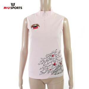 70%OFF 新品 MU SPORTS エムユースポーツ トップス 40 LCS1589 Mサイズ ピンク レディース カットソー ノースリーブ ハーフジップ プルオーバー モックネック ゴルフウェア スポーツ 日本製 701P3402A