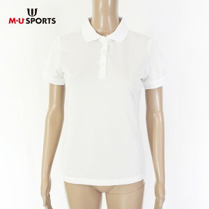 サンプル品 新品 MU SPORTS エムユースポーツ ポロシャツ 40 LCS1695 Mサイズ ホワイト レディース カットソー 半袖 無地 ゴルフウェア スポーツ 日本製