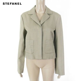 90%OFF 新品 ステファネル STEFANEL ジャケット 42 LJK786 Lサイズ ブラウンベージュ レディース アウター リネン×コットン フライフロント