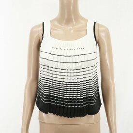 90%OFF 新品 レコパン LES COPAINS ノースリーブニット 40 LKN608 Sサイズ ホワイト×ブラック レディース コットン イタリア製 春夏